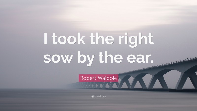 Robert Walpole Quote: “I took the right sow by the ear.”