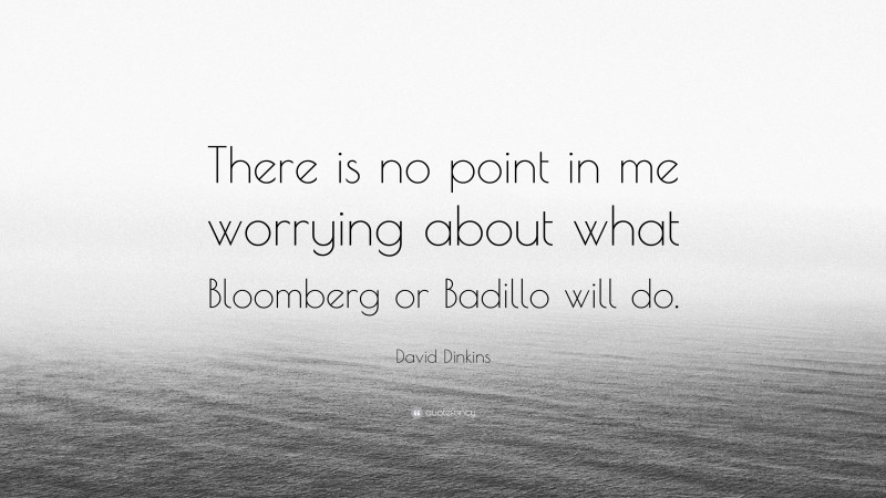 David Dinkins Quote: “There is no point in me worrying about what Bloomberg or Badillo will do.”
