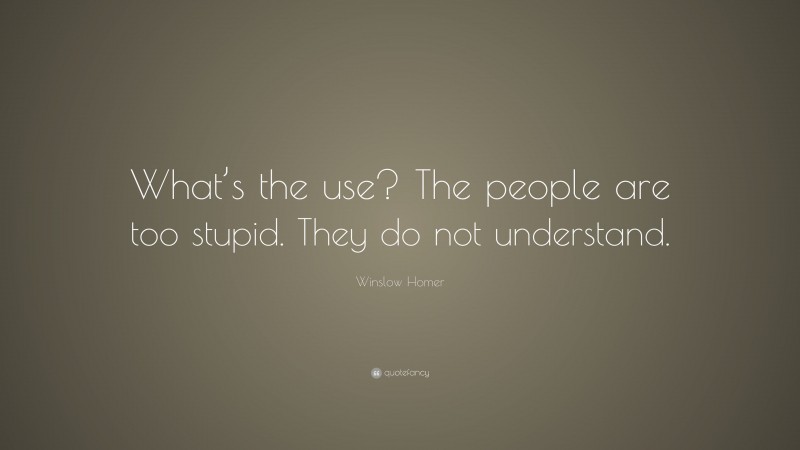 Winslow Homer Quote: “What’s the use? The people are too stupid. They do not understand.”