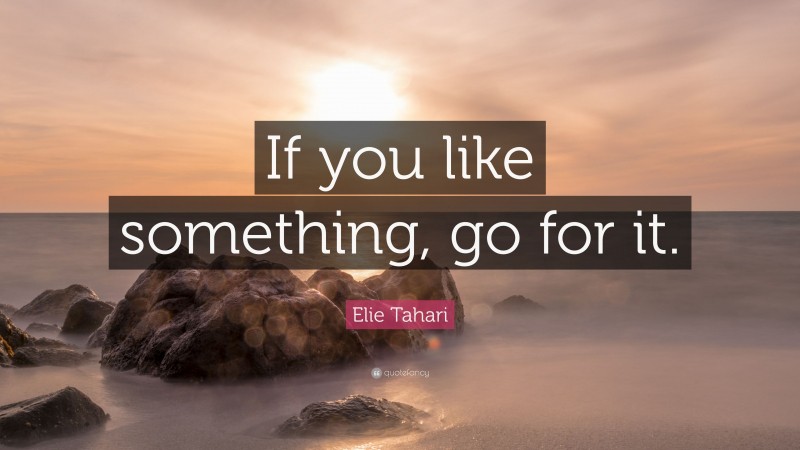 Elie Tahari Quote: “If you like something, go for it.”
