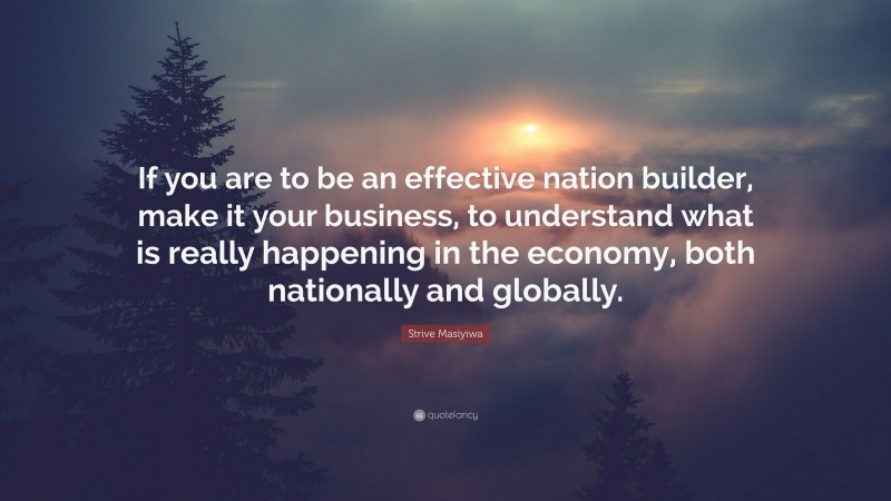 Strive Masiyiwa Quote: “If you are to be an effective nation builder, make it your business, to understand what is really happening in the economy, both nationally and globally.”