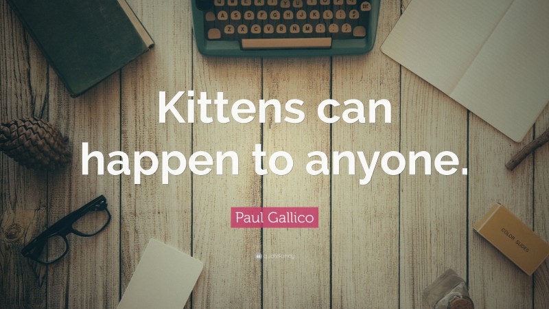 Paul Gallico Quote: “Kittens can happen to anyone.”