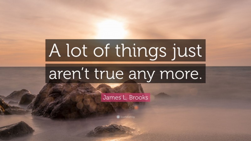 James L. Brooks Quote: “A lot of things just aren’t true any more.”