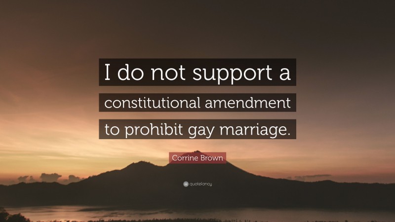 Corrine Brown Quote: “I do not support a constitutional amendment to prohibit gay marriage.”