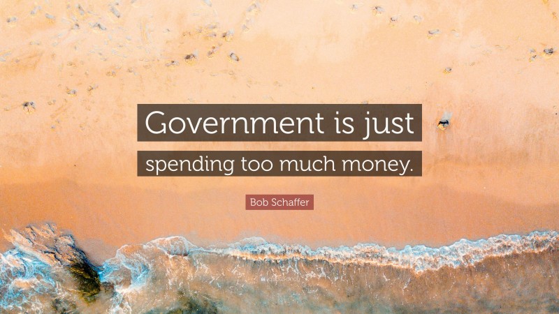 Bob Schaffer Quote: “Government is just spending too much money.”