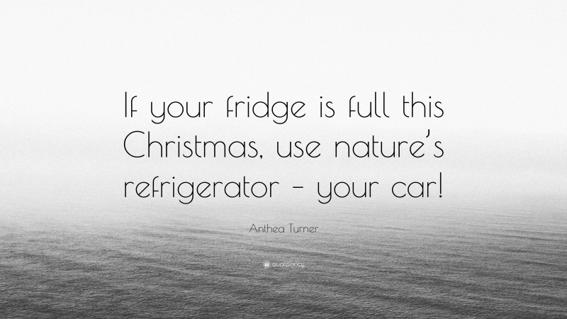 Anthea Turner Quote: “If your fridge is full this Christmas, use nature’s refrigerator – your car!”