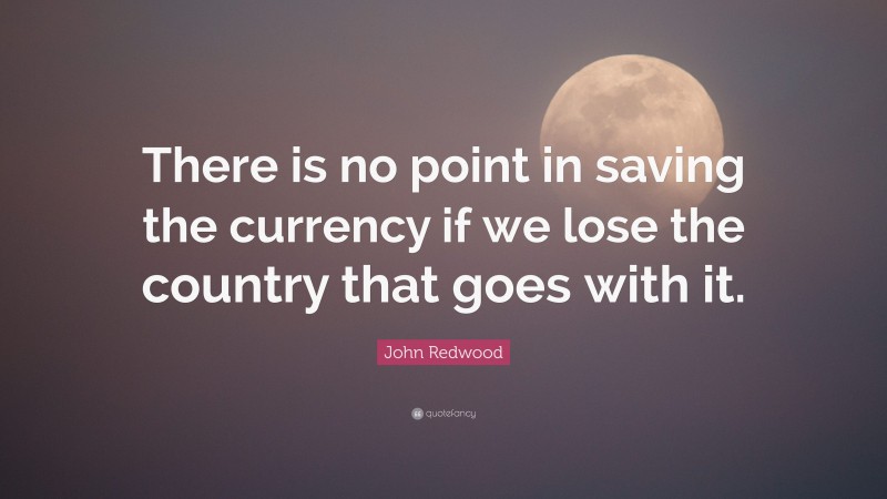John Redwood Quote: “There is no point in saving the currency if we lose the country that goes with it.”
