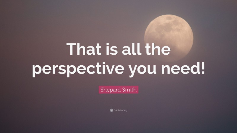 Shepard Smith Quote: “That is all the perspective you need!”