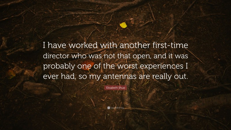 Elisabeth Shue Quote: “I have worked with another first-time director who was not that open, and it was probably one of the worst experiences I ever had, so my antennas are really out.”