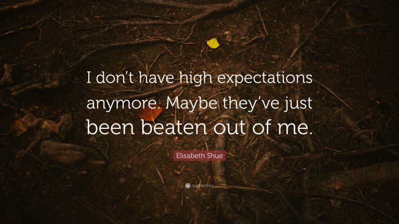 Elisabeth Shue Quote: “I don’t have high expectations anymore. Maybe they’ve just been beaten out of me.”