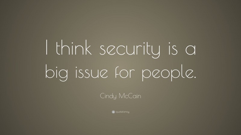 Cindy McCain Quote: “I think security is a big issue for people.”