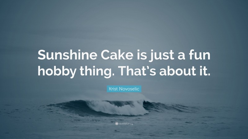 Krist Novoselic Quote: “Sunshine Cake is just a fun hobby thing. That’s about it.”