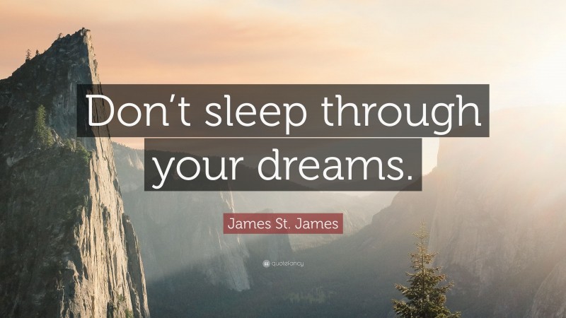 James St. James Quote: “Don’t sleep through your dreams.”