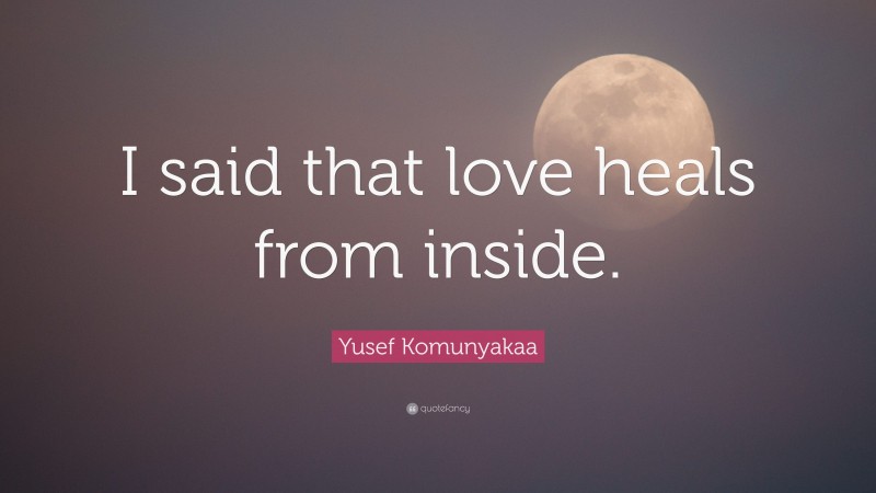 Yusef Komunyakaa Quote: “I said that love heals from inside.”