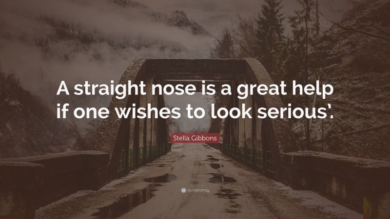 Stella Gibbons Quote: “A straight nose is a great help if one wishes to look serious’.”