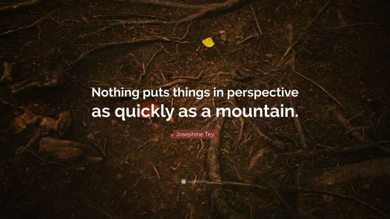 Josephine Tey Quote: “Nothing puts things in perspective as quickly as a mountain.”