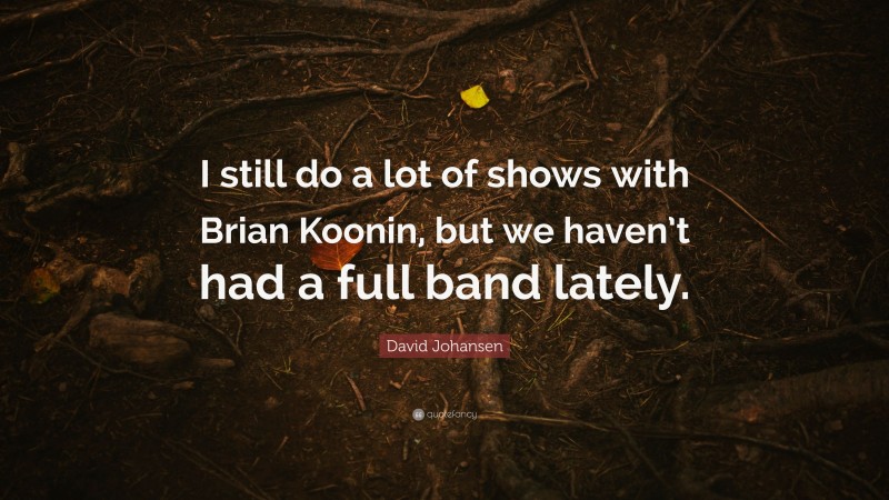 David Johansen Quote: “I still do a lot of shows with Brian Koonin, but we haven’t had a full band lately.”