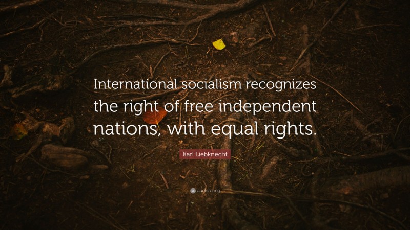Karl Liebknecht Quote: “International socialism recognizes the right of free independent nations, with equal rights.”