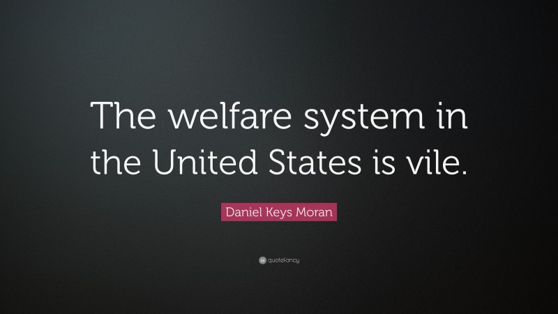 Daniel Keys Moran Quote: “The welfare system in the United States is vile.”