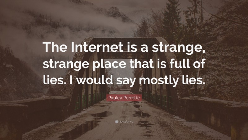 Pauley Perrette Quote: “The Internet is a strange, strange place that is full of lies. I would say mostly lies.”