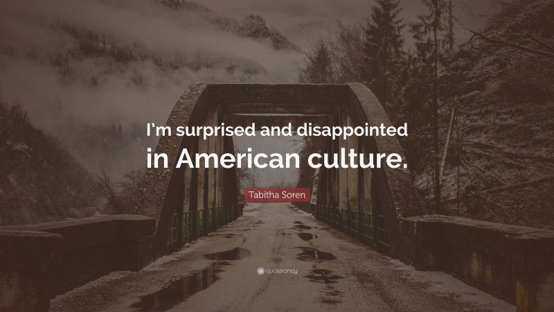 Tabitha Soren Quote: “I’m surprised and disappointed in American culture.”
