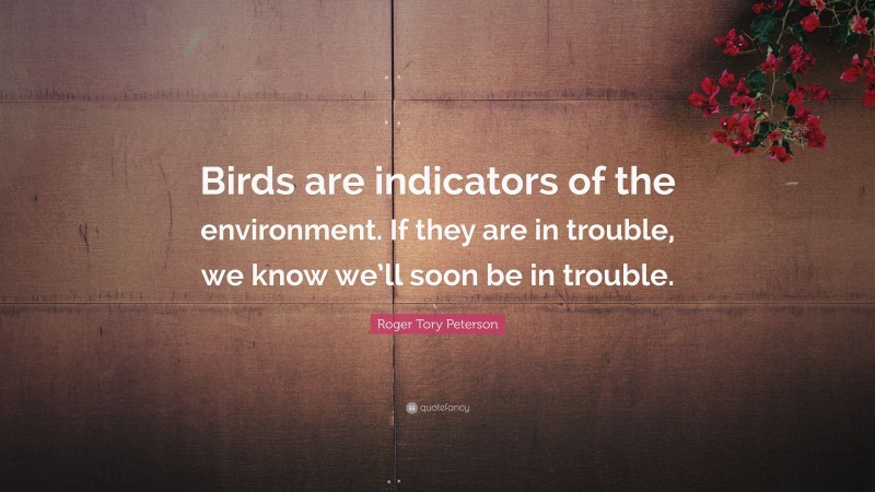 Roger Tory Peterson Quote: “Birds are indicators of the environment. If they are in trouble, we know we’ll soon be in trouble.”
