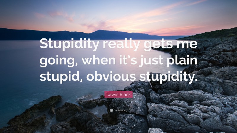 Lewis Black Quote: “Stupidity really gets me going, when it’s just plain stupid, obvious stupidity.”