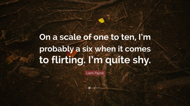 Liam Payne Quote: “On a scale of one to ten, I’m probably a six when it comes to flirting. I’m quite shy.”