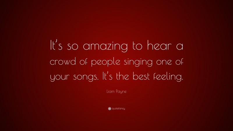 Liam Payne Quote: “It’s so amazing to hear a crowd of people singing one of your songs. It’s the best feeling.”