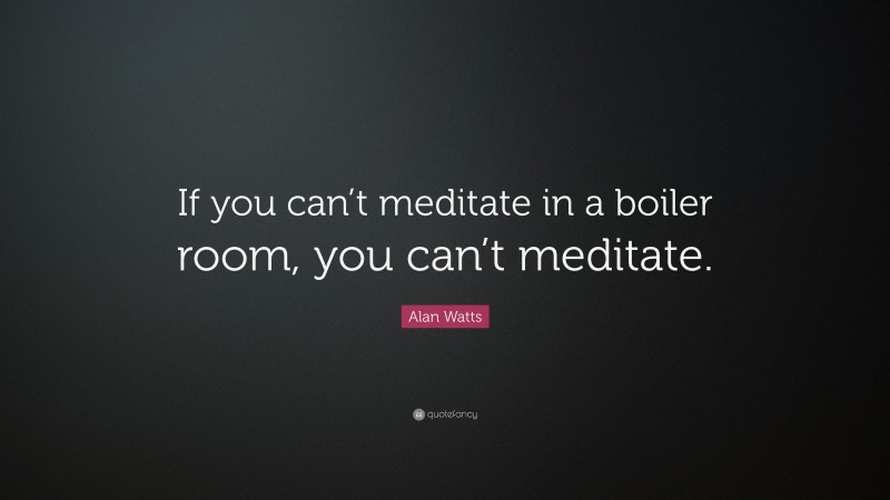 Alan Watts Quote: “If you can’t meditate in a boiler room, you can’t meditate.”