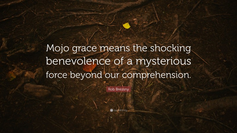 Rob Brezsny Quote: “Mojo grace means the shocking benevolence of a mysterious force beyond our comprehension.”