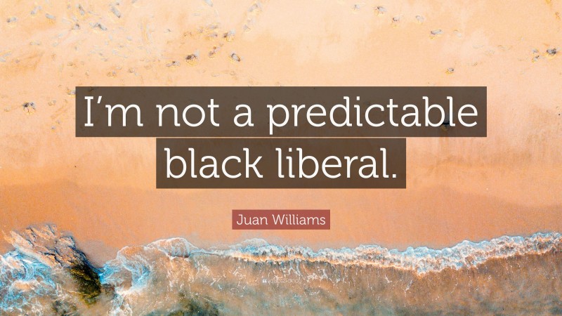 Juan Williams Quote: “I’m not a predictable black liberal.”