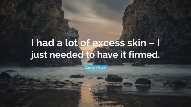 Carnie Wilson Quote: “I had a lot of excess skin – I just needed to have it firmed.”