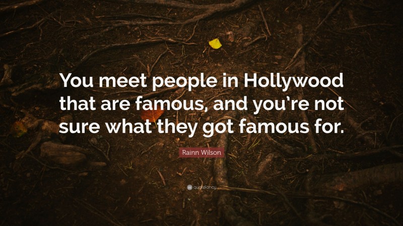 Rainn Wilson Quote: “You meet people in Hollywood that are famous, and you’re not sure what they got famous for.”