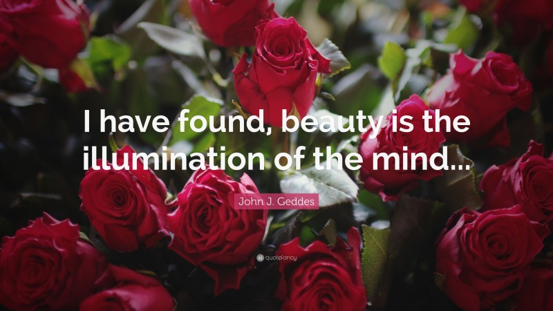 John J. Geddes Quote: “I have found, beauty is the illumination of the mind...”