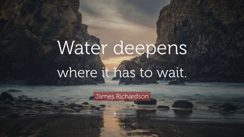 James Richardson Quote: “Water deepens where it has to wait.”