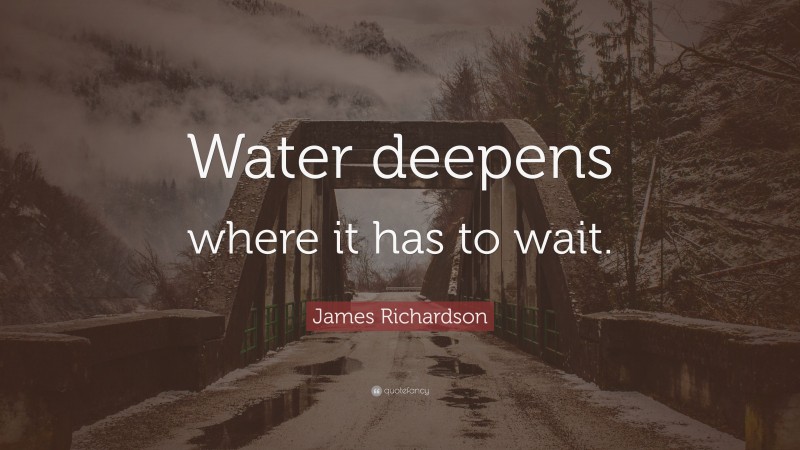 James Richardson Quote: “Water deepens where it has to wait.”