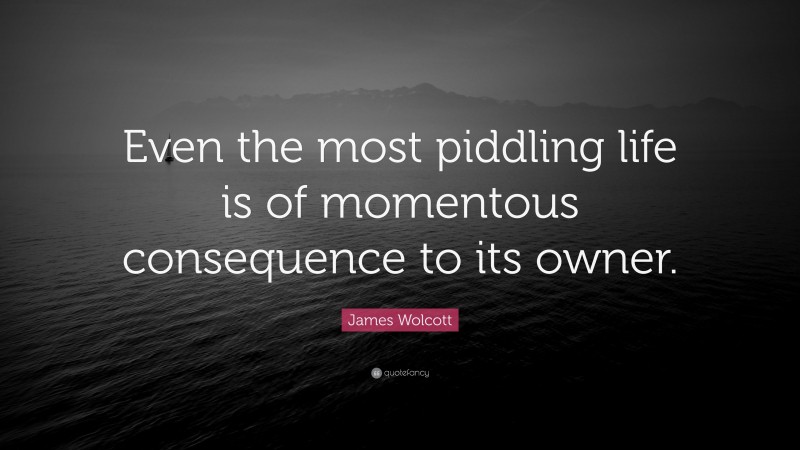 James Wolcott Quote: “Even the most piddling life is of momentous consequence to its owner.”