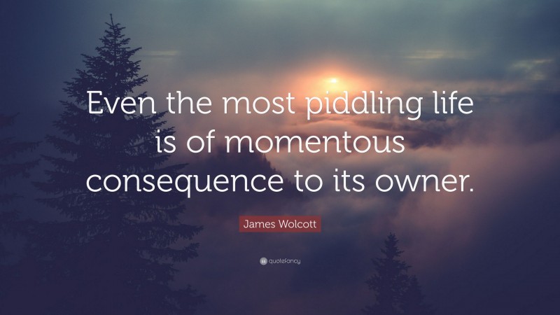 James Wolcott Quote: “Even the most piddling life is of momentous consequence to its owner.”
