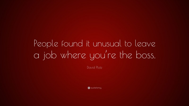 David Plotz Quote: “People found it unusual to leave a job where you’re the boss.”
