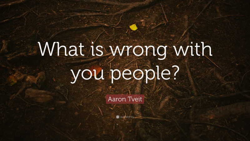 Aaron Tveit Quote: “What is wrong with you people?”