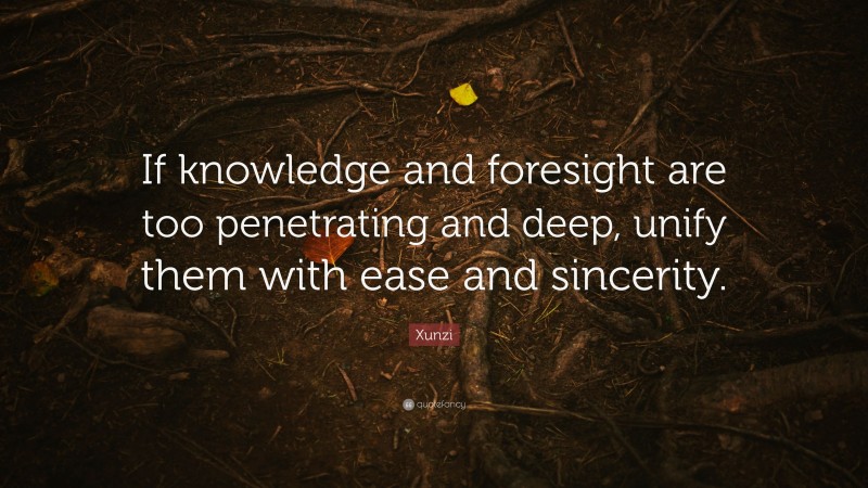 Xunzi Quote: “If knowledge and foresight are too penetrating and deep, unify them with ease and sincerity.”