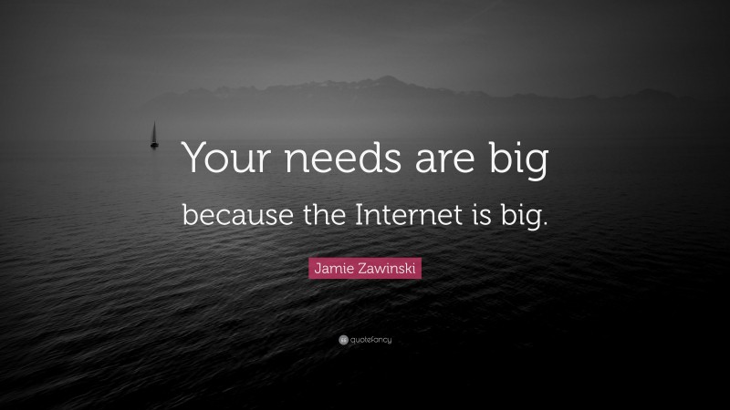Jamie Zawinski Quote: “Your needs are big because the Internet is big.”