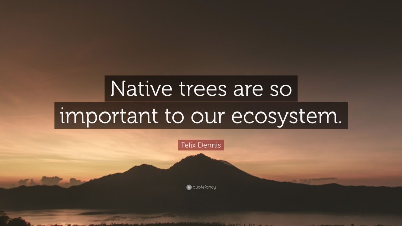Felix Dennis Quote: “Native trees are so important to our ecosystem.”