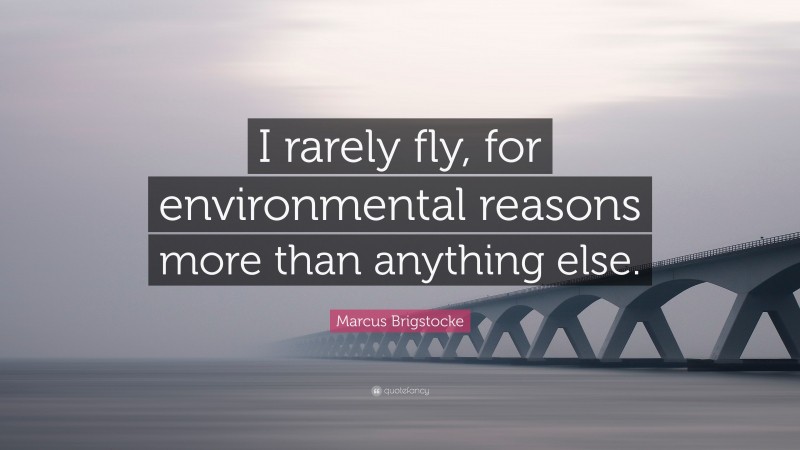 Marcus Brigstocke Quote: “I rarely fly, for environmental reasons more than anything else.”