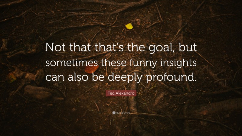 Ted Alexandro Quote: “Not that that’s the goal, but sometimes these funny insights can also be deeply profound.”