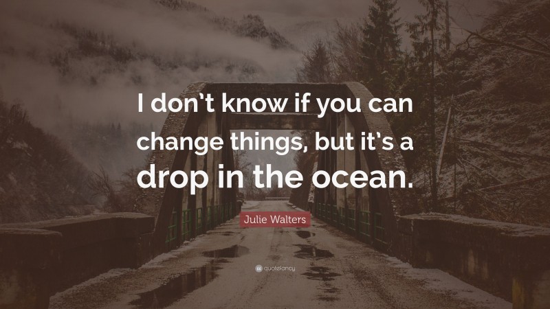 Julie Walters Quote: “i Don’t Know If You Can Change Things, But It’s A 