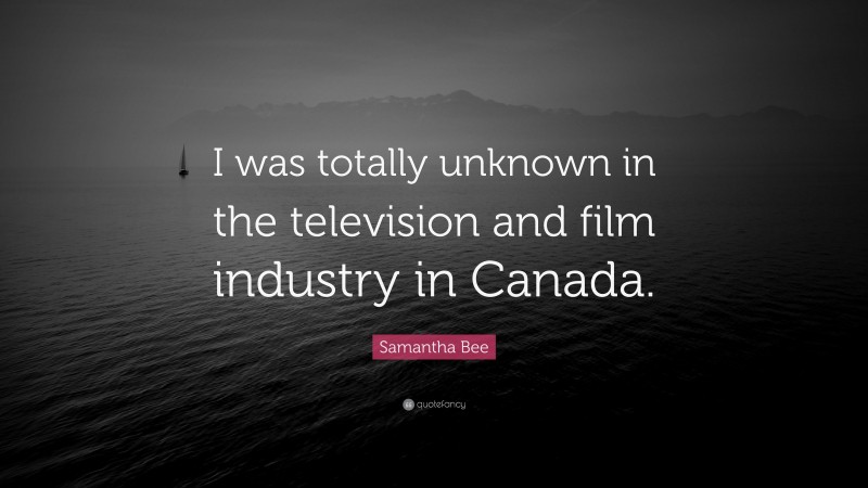 Samantha Bee Quote: “I was totally unknown in the television and film industry in Canada.”