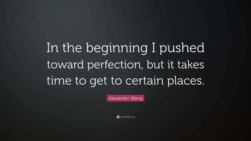 Alexander Wang Quote: “In the beginning I pushed toward perfection, but ...