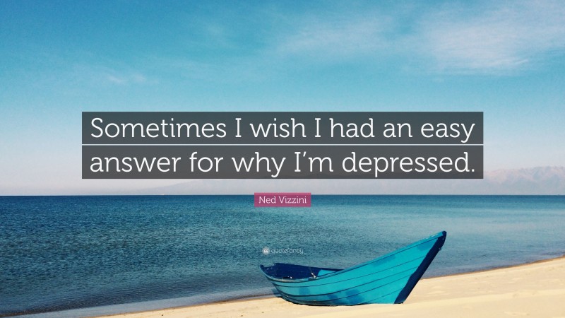 Ned Vizzini Quote: “Sometimes I wish I had an easy answer for why I’m depressed.”